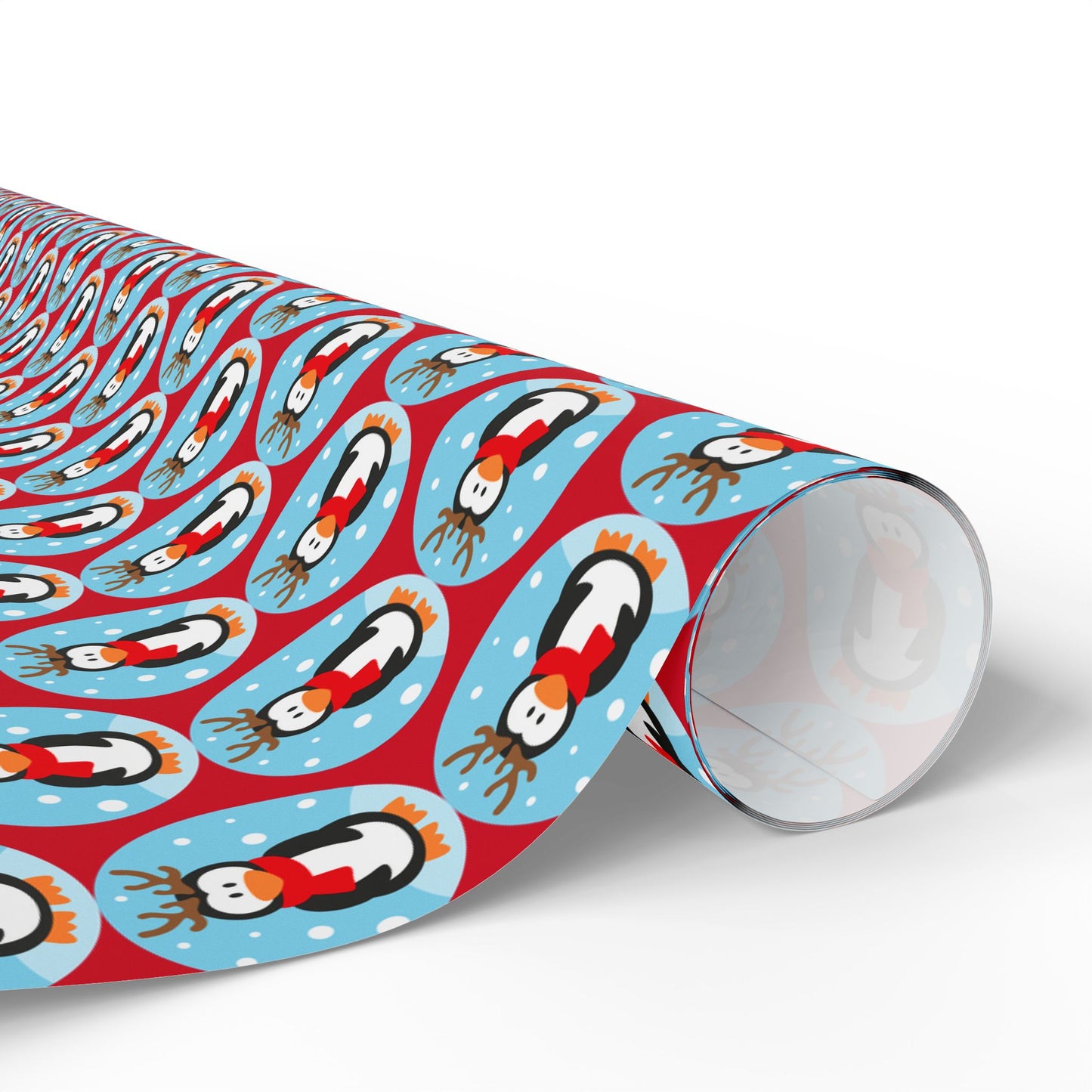 Wrapping Paper Roll — Festive Penguin Pattern Holiday Gift Wrap