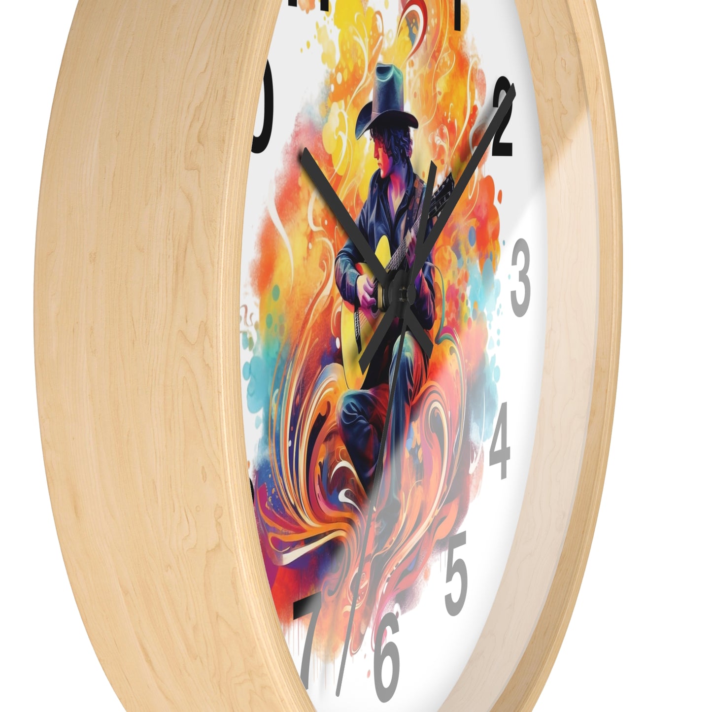 Guitarist Art Wall Clock — Colorful Blues Music Decor