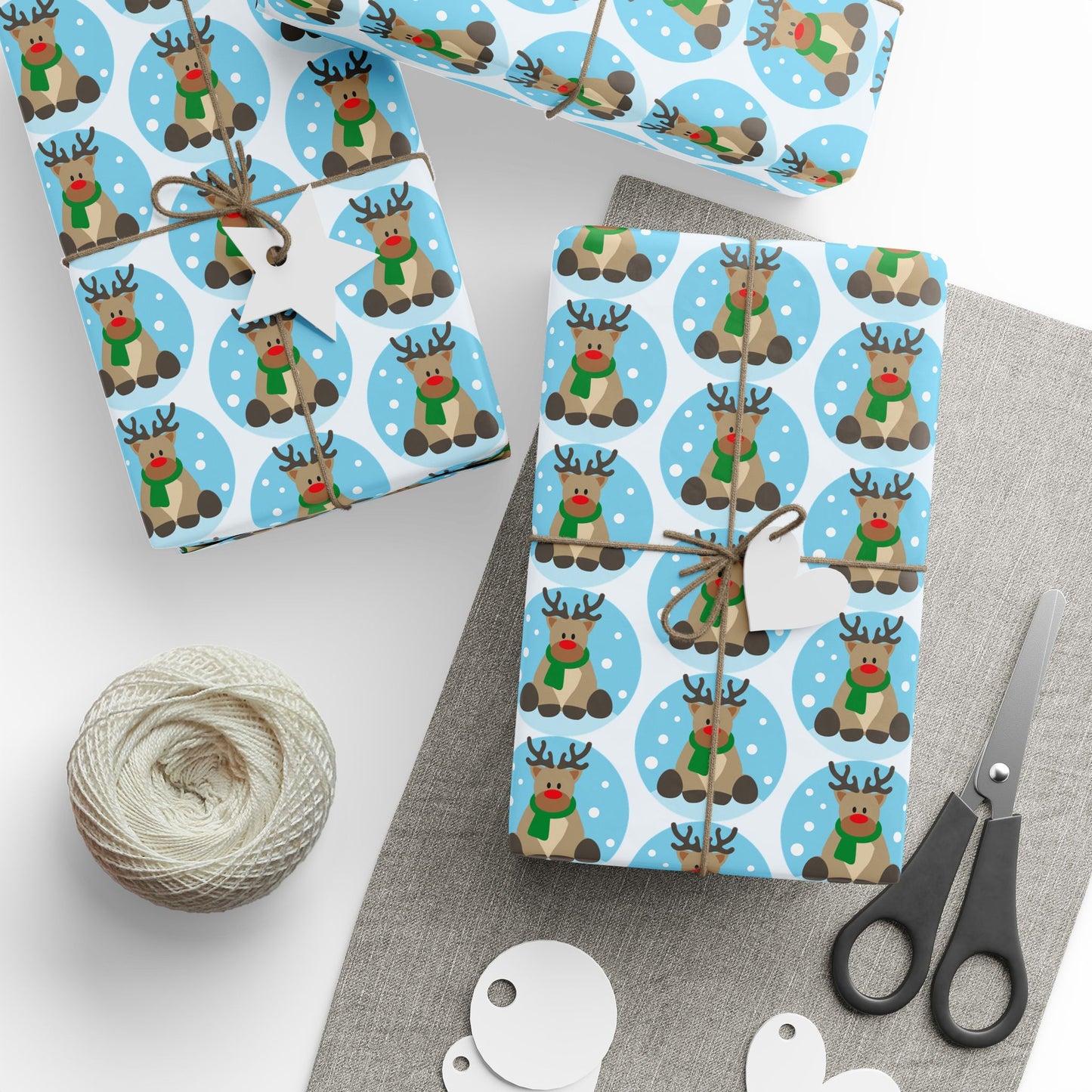 Wrapping Paper — Cheerful Reindeer Pattern Holiday Gift Wrap