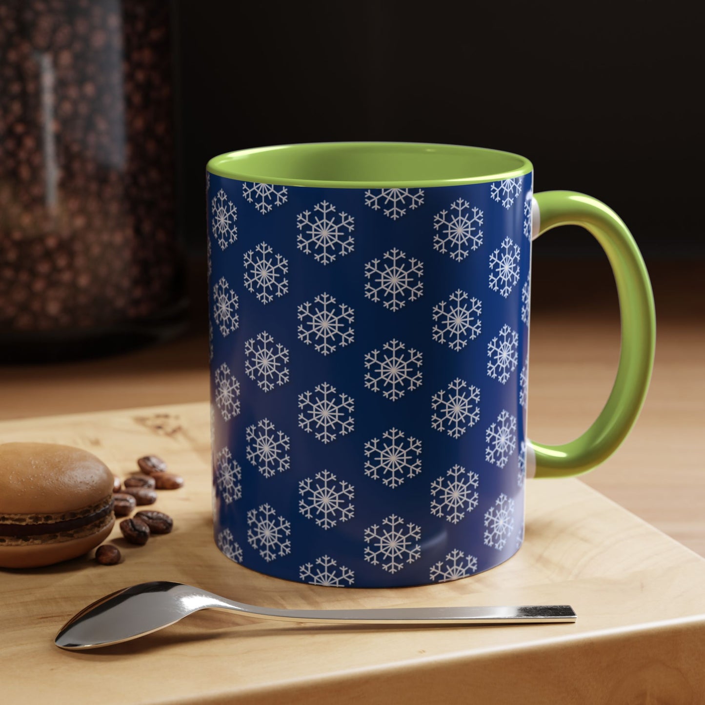 Blue Snowflake Accent Coffee Mug for Winter, Holiday Gift, Cozy Drinkware, Festive Kitchen Decor, Mug for Coffee Lovers, Tea Time Essential