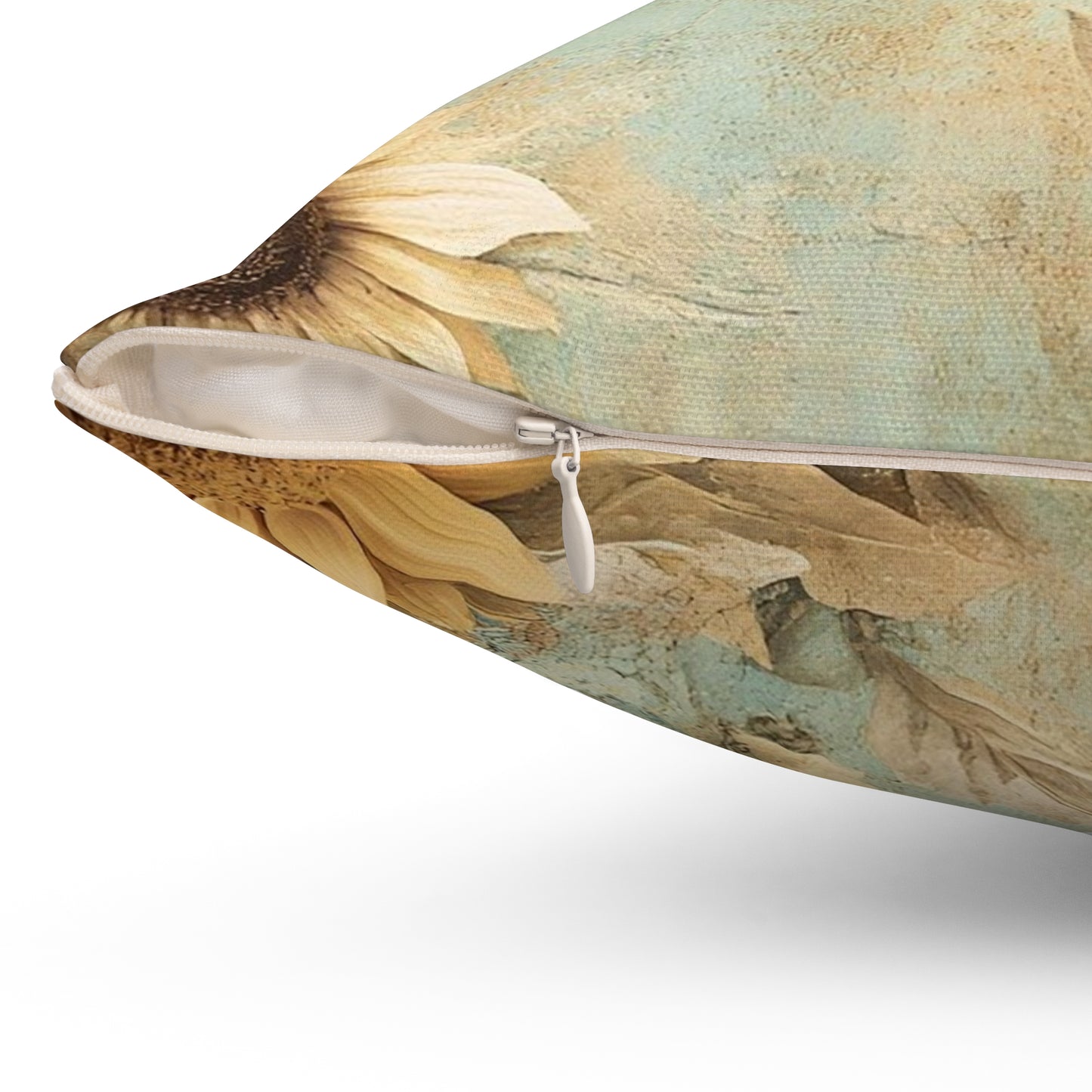 Sunflower Print Square Pillow, Floral Home Decor, Cozy Throw Cushion, Rustic Room Accent, Gift for Her, Summer Vibes