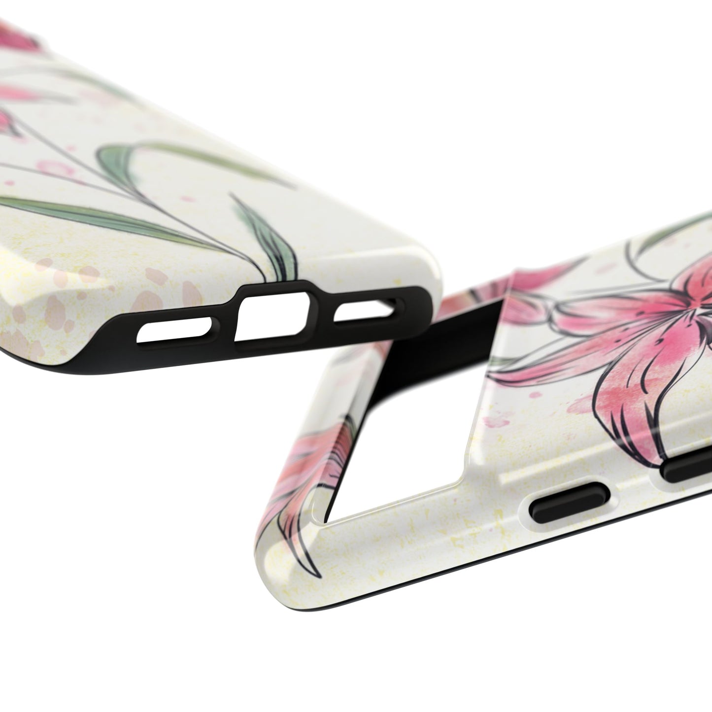 Floral Phone Case with Elegant Pink Lilies, Cute Floral Accessories, Phone Protection, Gift for Her, Stylish Cell Phone Cover