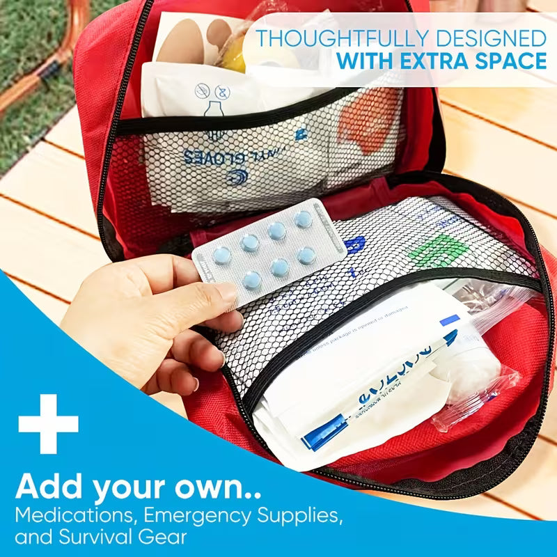 338pcs First Aid Kit, Premium Waterproof Compact Trauma Medical Kits