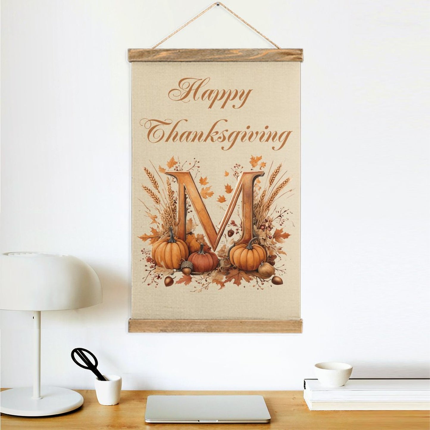 Framed Flax Painting Wall Decor - Letter M