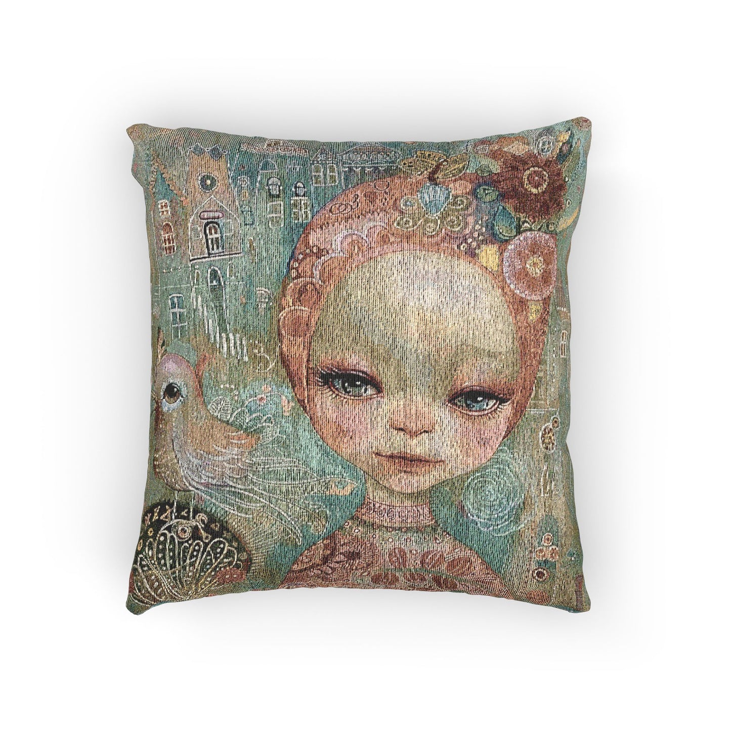 Whimsical Woven Pillow, Artistic Home Decor, Unique Gift for Art Lovers, Cozy Accent Cushion, Creative Interior Decoration