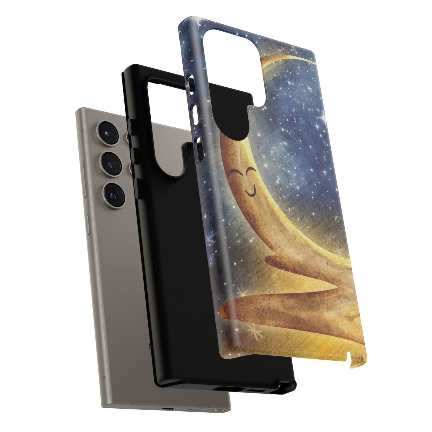 Moonlit Smile Phone Case — Starry Night Crescent Moon iPhone Cover