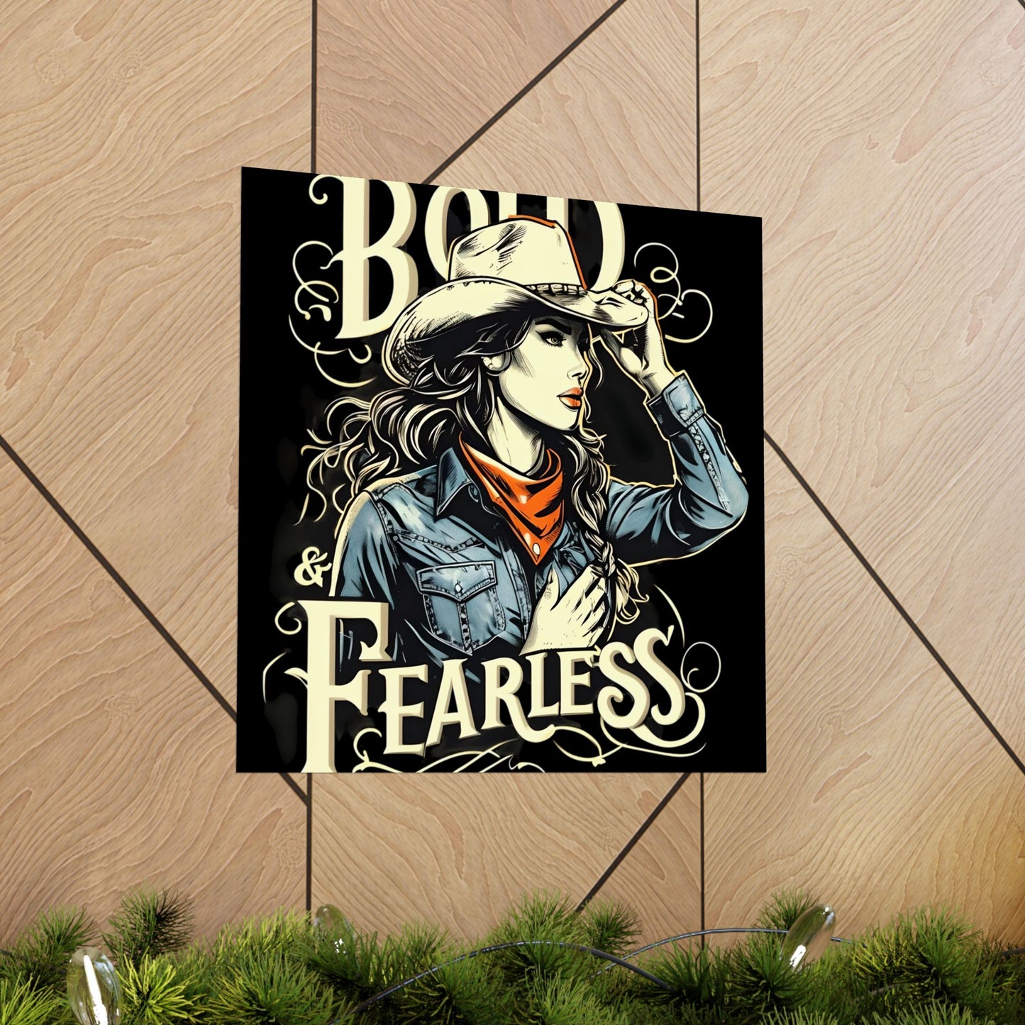 Bold & Fearless Cowboy Woman Poster — Matte Vertical Wall Art