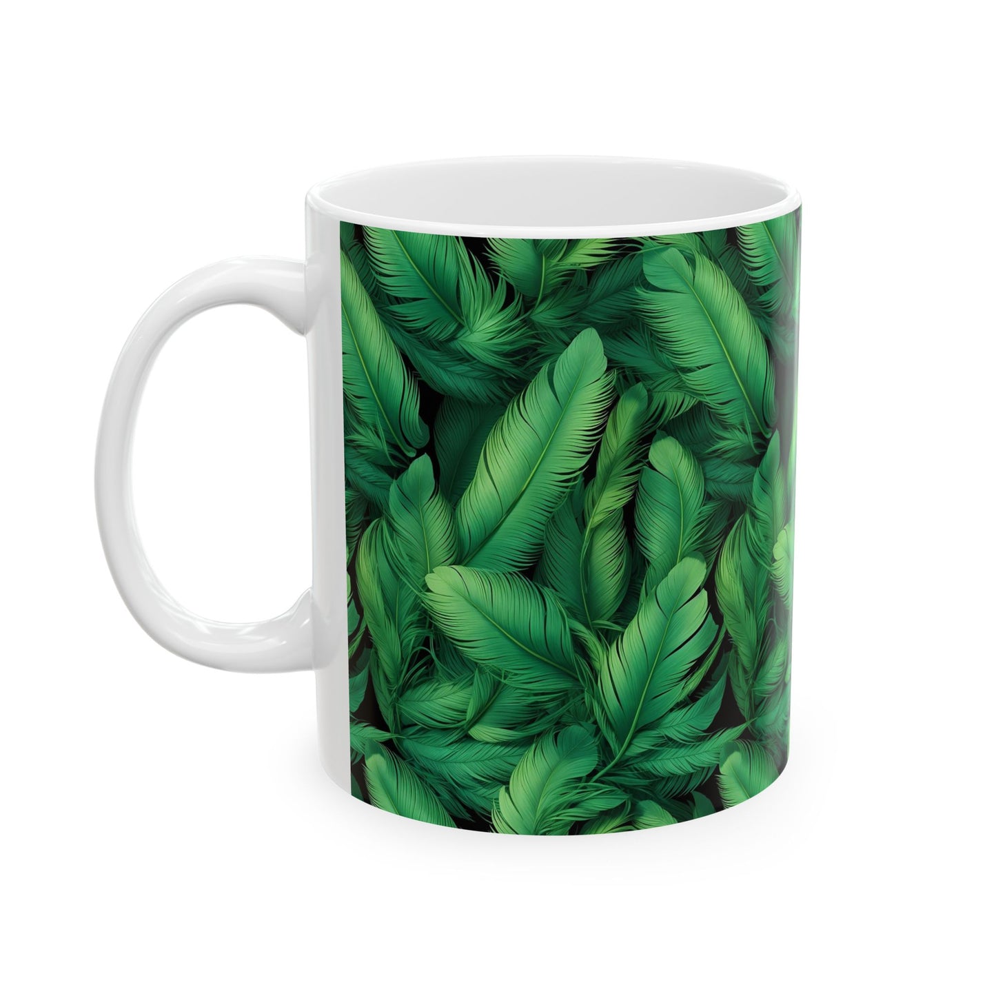 Green Leaves Ceramic Mug - Nature Lover Gift, Coffee Cup, Plant Decor, Eco-Friendly, Botanical Kitchenware