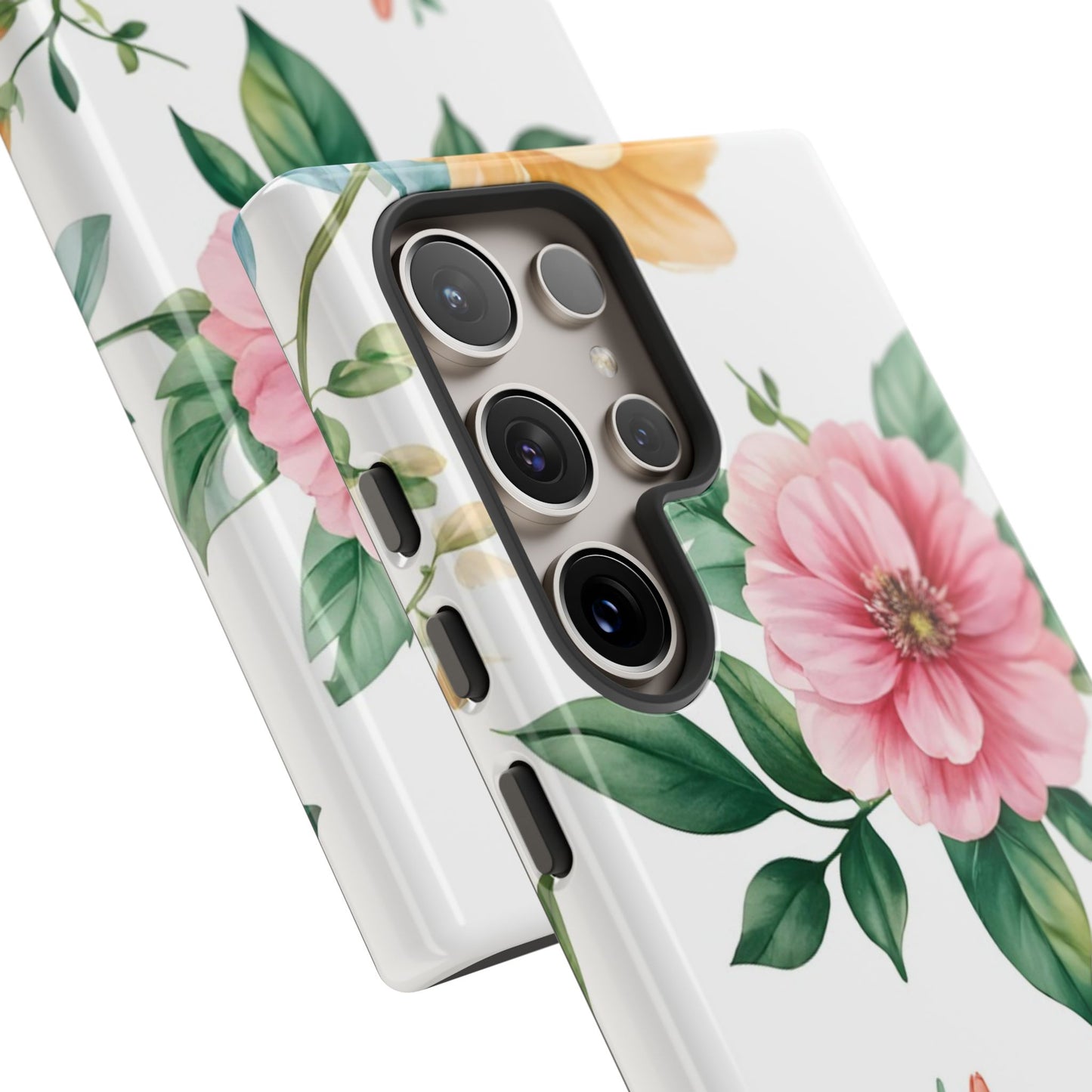 Floral Tough Phone Case — Pink Peony Protective Phone Cover
