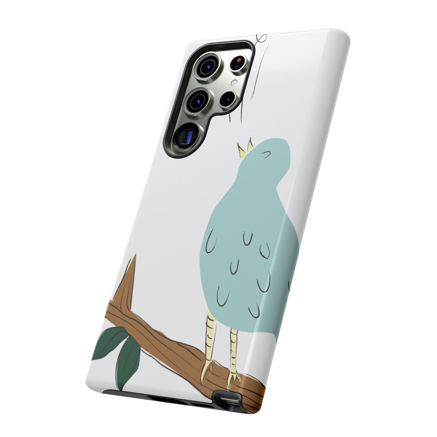 Birdsong Phone Case — Cute Blue Bird on Branch Protective Case