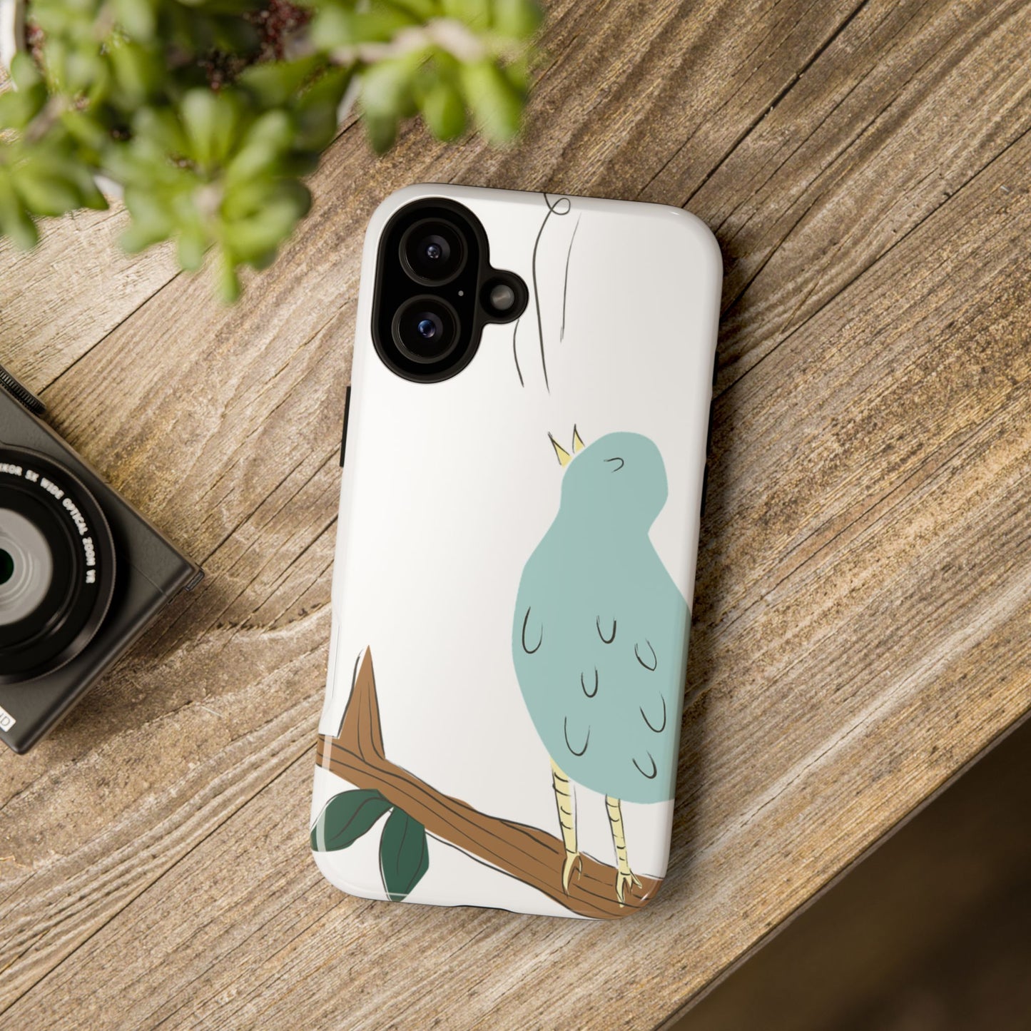 Birdsong Phone Case — Cute Blue Bird on Branch Protective Case