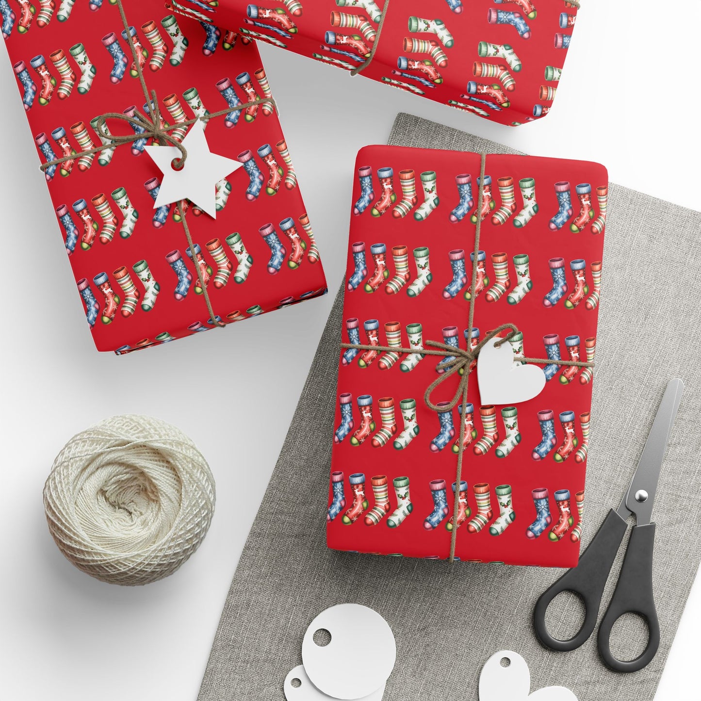 Holiday Candy Cane Wrapping Paper Roll — Red Patterned Gift Wrap