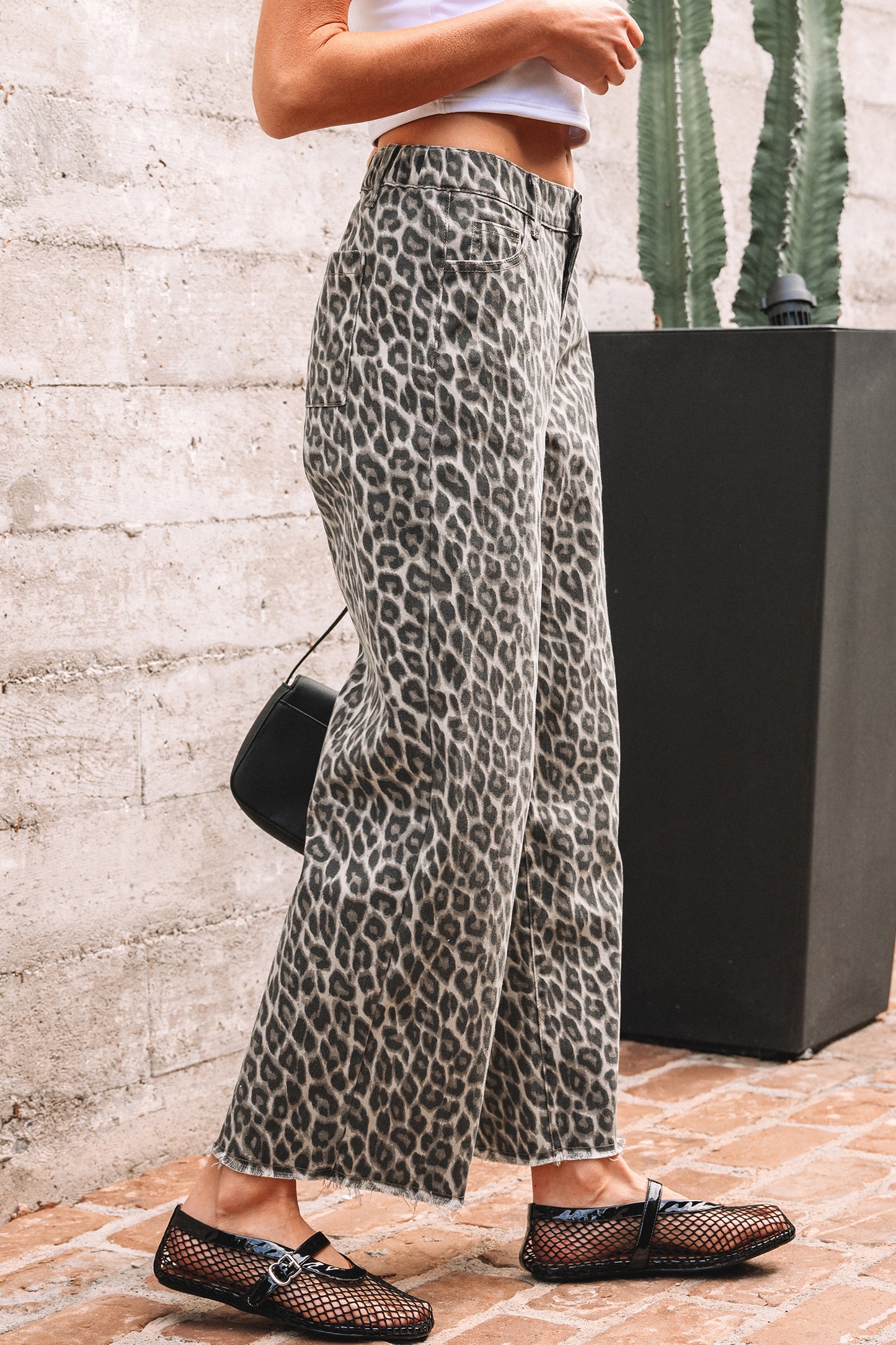 Leopard Straight Loose Leg Jeans