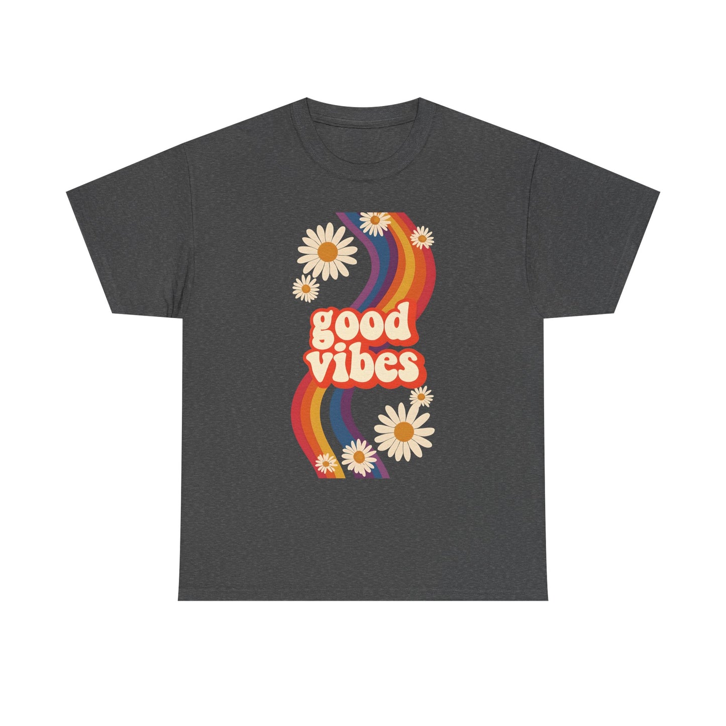 Good Vibes Unisex Heavy Cotton Tee, Retro Graphic T-Shirt, Feel Good Apparel, Summer Outfit, Casual Gift for Friends