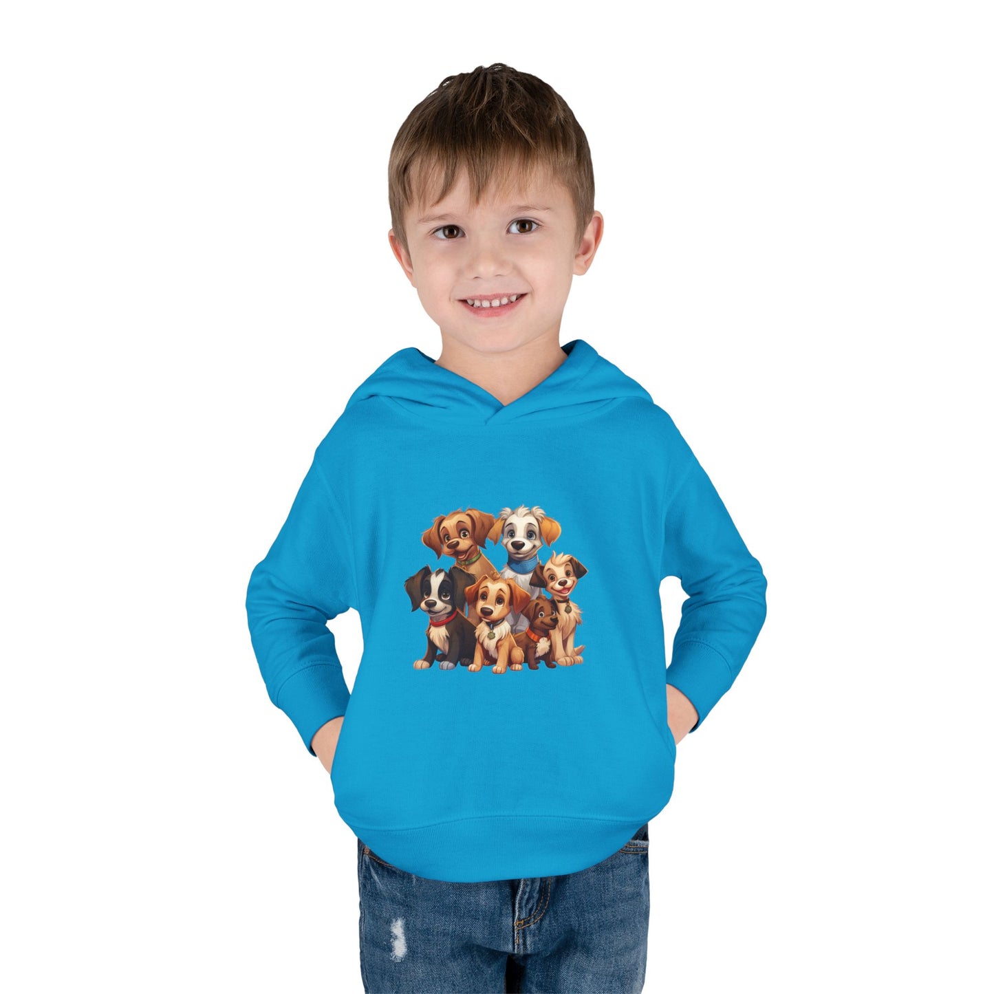 Adorable Puppy Print Toddler Hoodie, Cute Kids Fleece Pullover, Dog Lover Gift, Warm Hoodie for Boys & Girls, Pet Themed Clothes