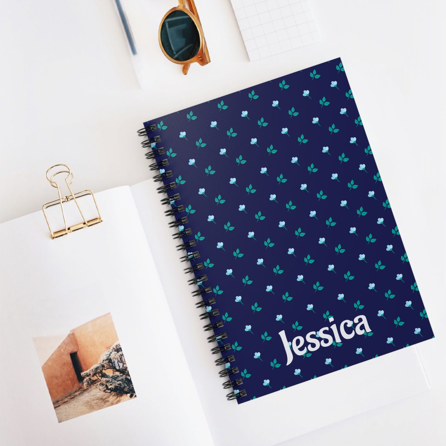 Personalized Floral Spiral Notebook, Cute Journal for Note-Taking, Gift for Students, Writing, School Supplies, Women's Gift