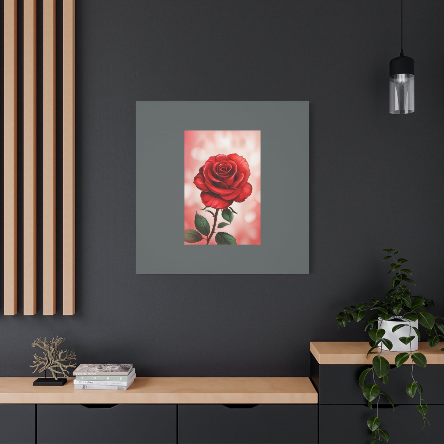 Red Rose Vertical Matte Canvas Print — Romantic Floral Wall Art
