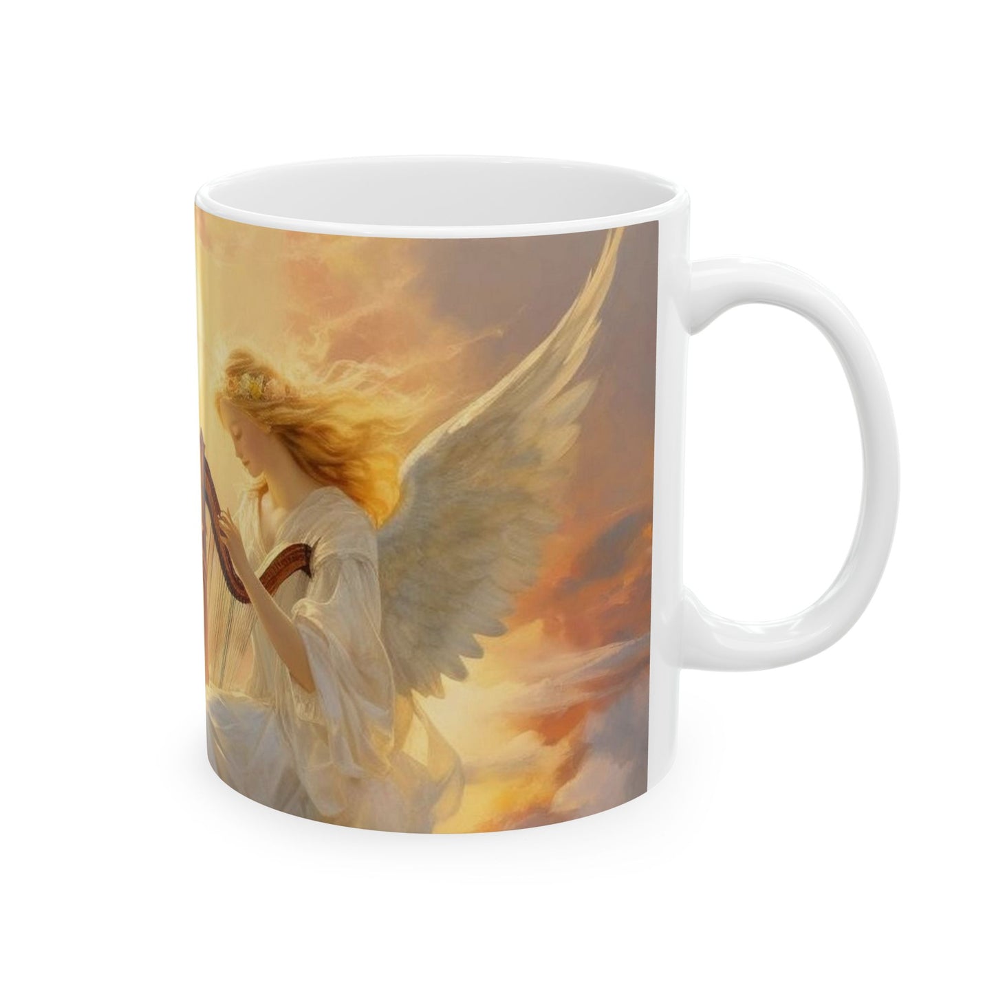 Angel Harp Ceramic Mug — Ethereal Sunrise Tea Coffee Cup (11oz, 15oz)