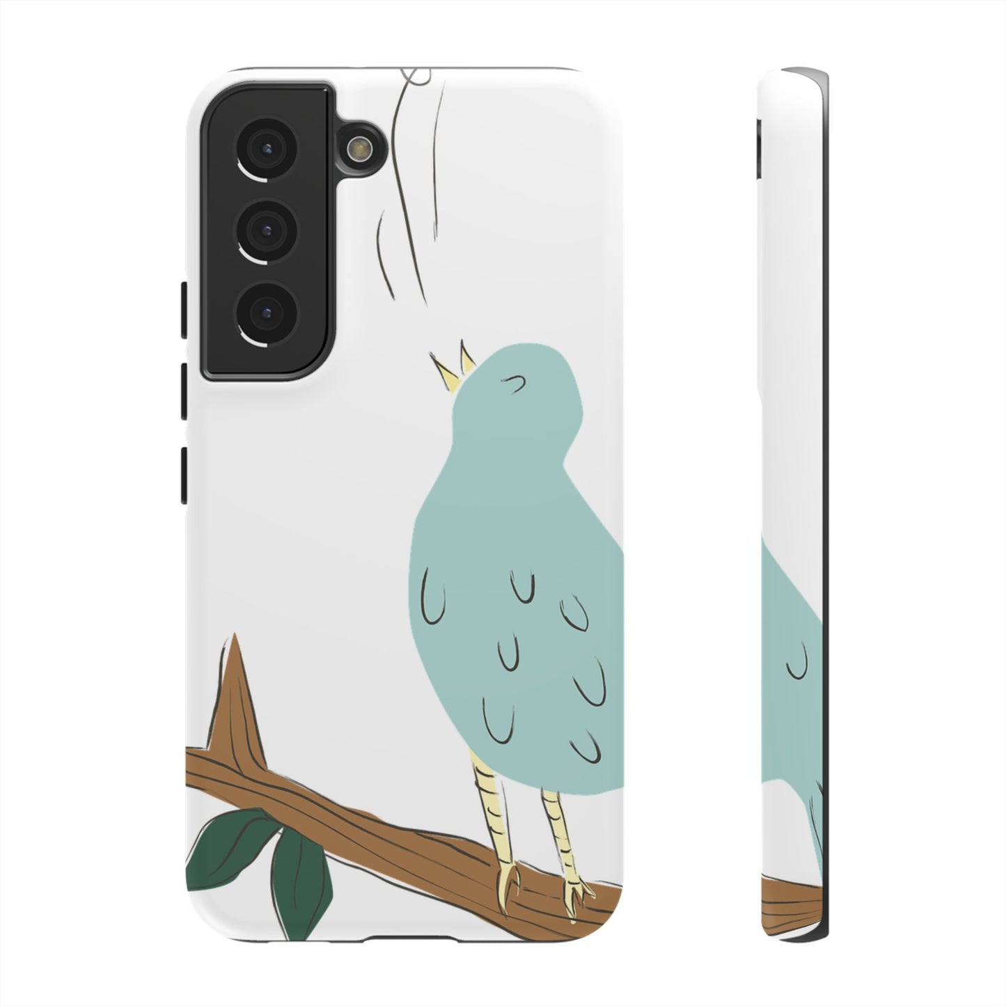 Birdsong Phone Case — Cute Blue Bird on Branch Protective Case
