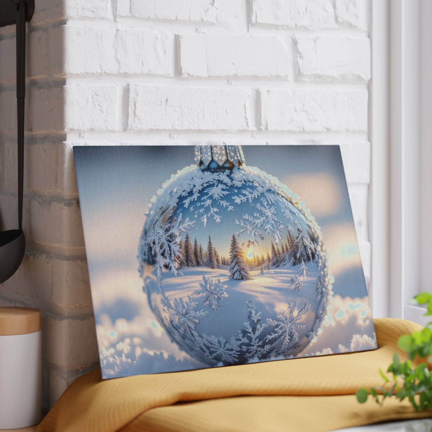 Winter Wonderland Glass Cutting Board, Holiday Kitchen Decor, Snowy Scene Art, Unique Gift for Chefs, Christmas & Winter Celebrations