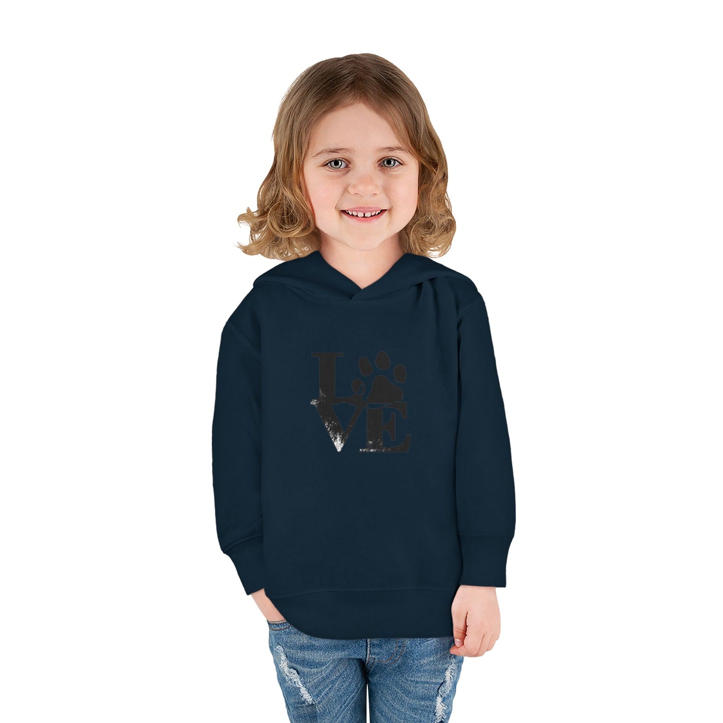 Paw Print Love Toddler Fleece Hoodie, Cute Kids Sweatshirt, Animal Lover Gift, Pet Lover Apparel, Cozy Toddler Hoodie