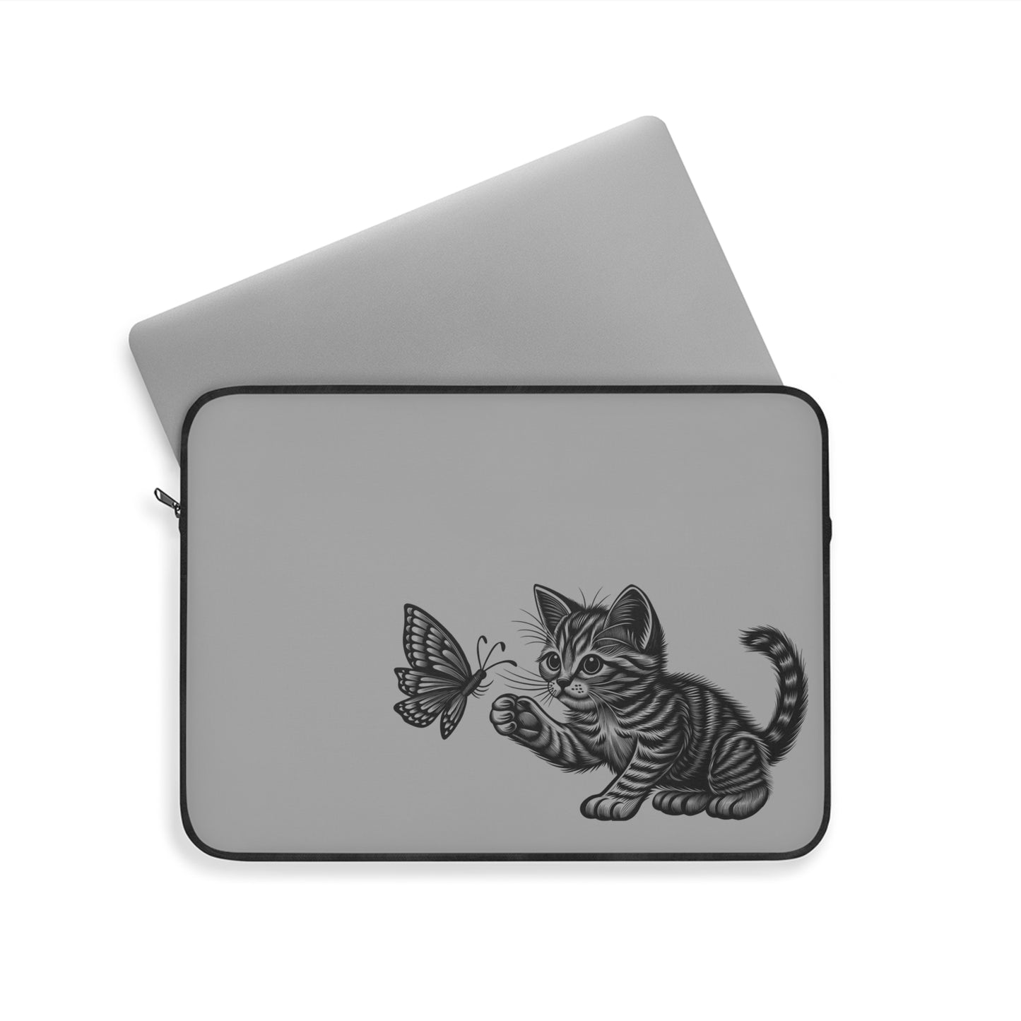 Cute Cat & Butterfly Laptop Sleeve, Animal Lover Gift, Tech Accessory, Cat Mom Gift, Under 35 Gift, Birthday, Home Office Decor