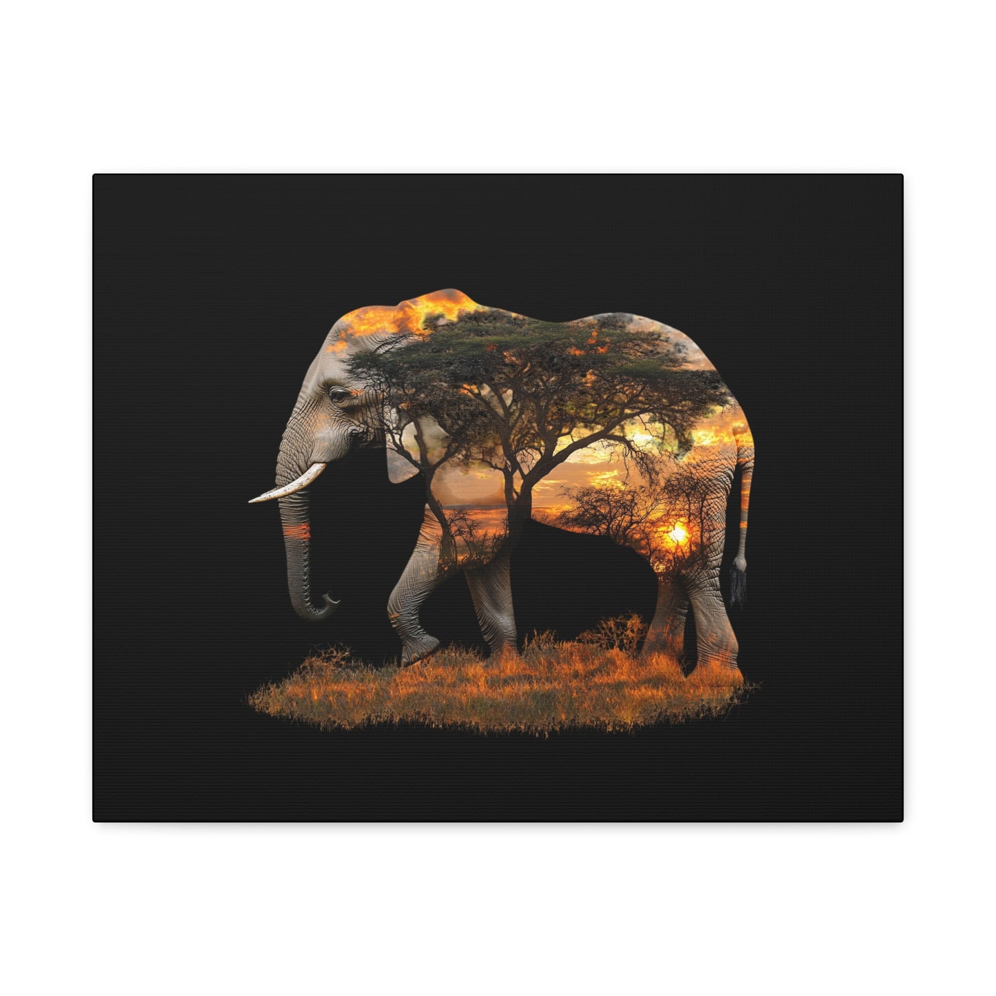 Elephant Tree Matte Canvas Art, Nature Wall Decor, Wildlife Home Decoration, Gift for Animal Lovers, Boho Living Room Accent