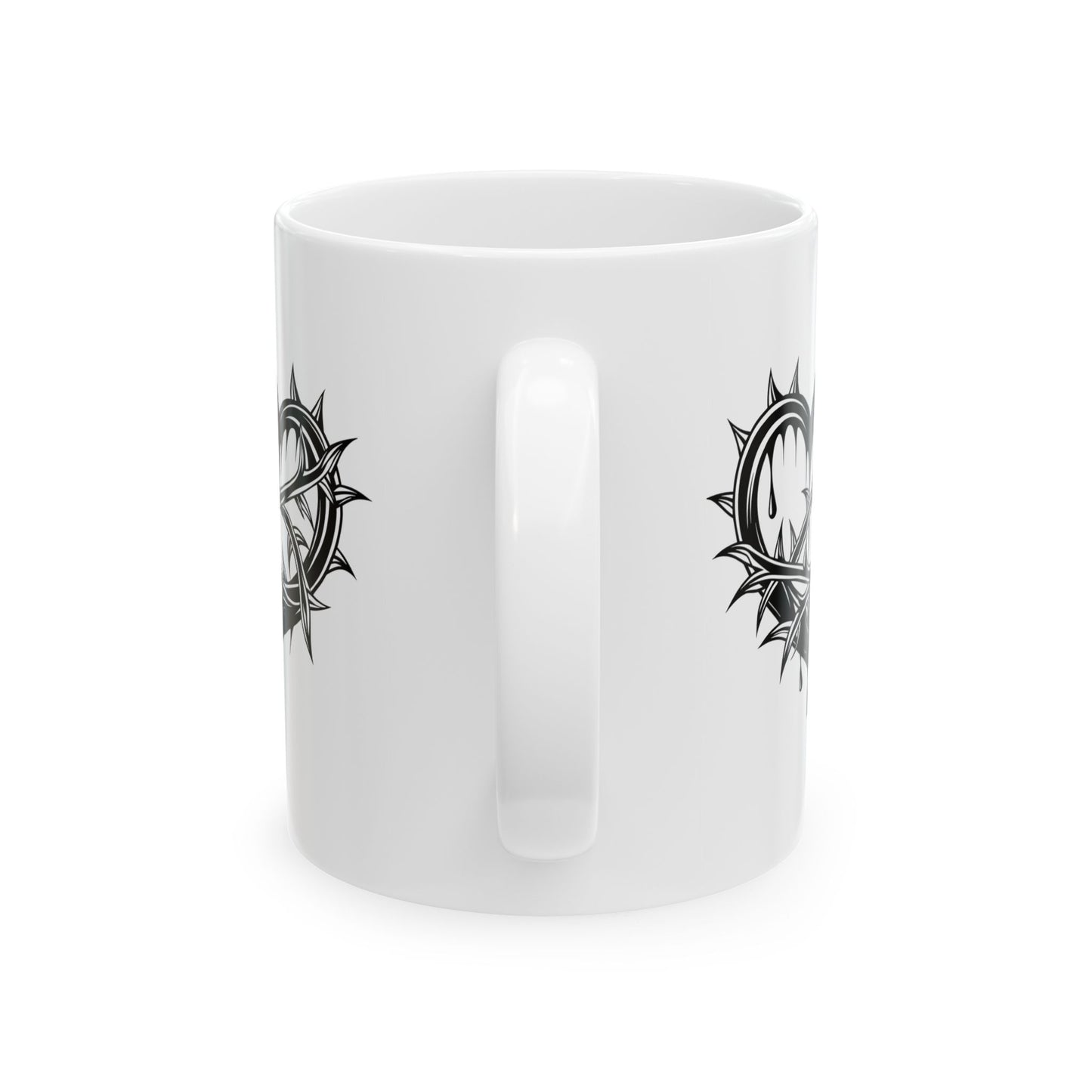 Gothic Heart Design Ceramic Mug | Unique Coffee Cup for Gifts, Valentine's Day, Home Decor, Art Lovers, or Halloween