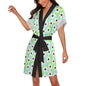 Lace Trimmed Short-Sleeve Nightgown Robe