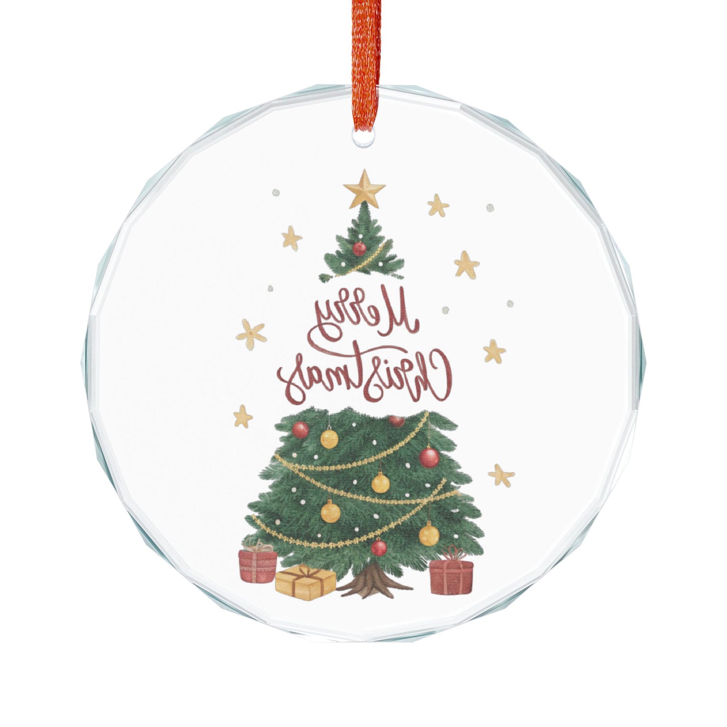 Crystal Heart Ornament — Merry Christmas Tree Glass Holiday Decoration