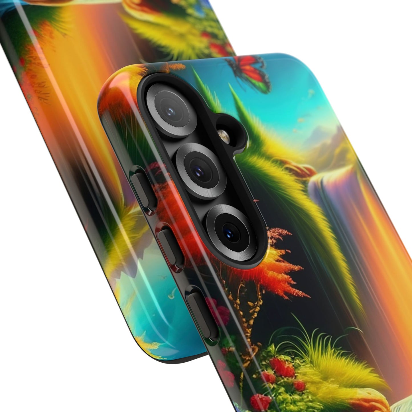 Phone Case - Vibrant Waterfall Landscape with Butterfly | Colorful Nature Protective Case