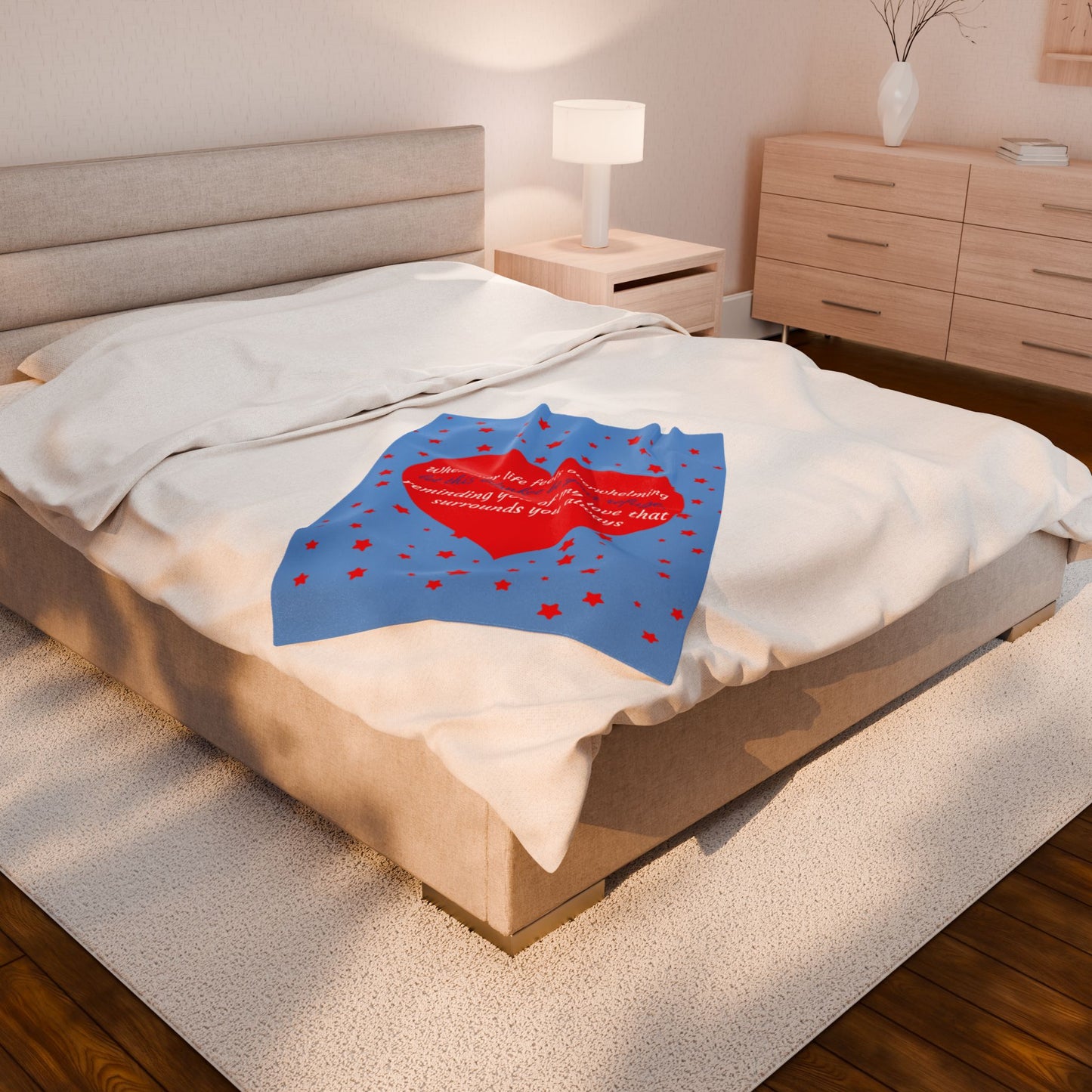 Heart Message Plush Blanket — 'Whenever life feels overwhelming…' Comfort Throw for Loved Ones