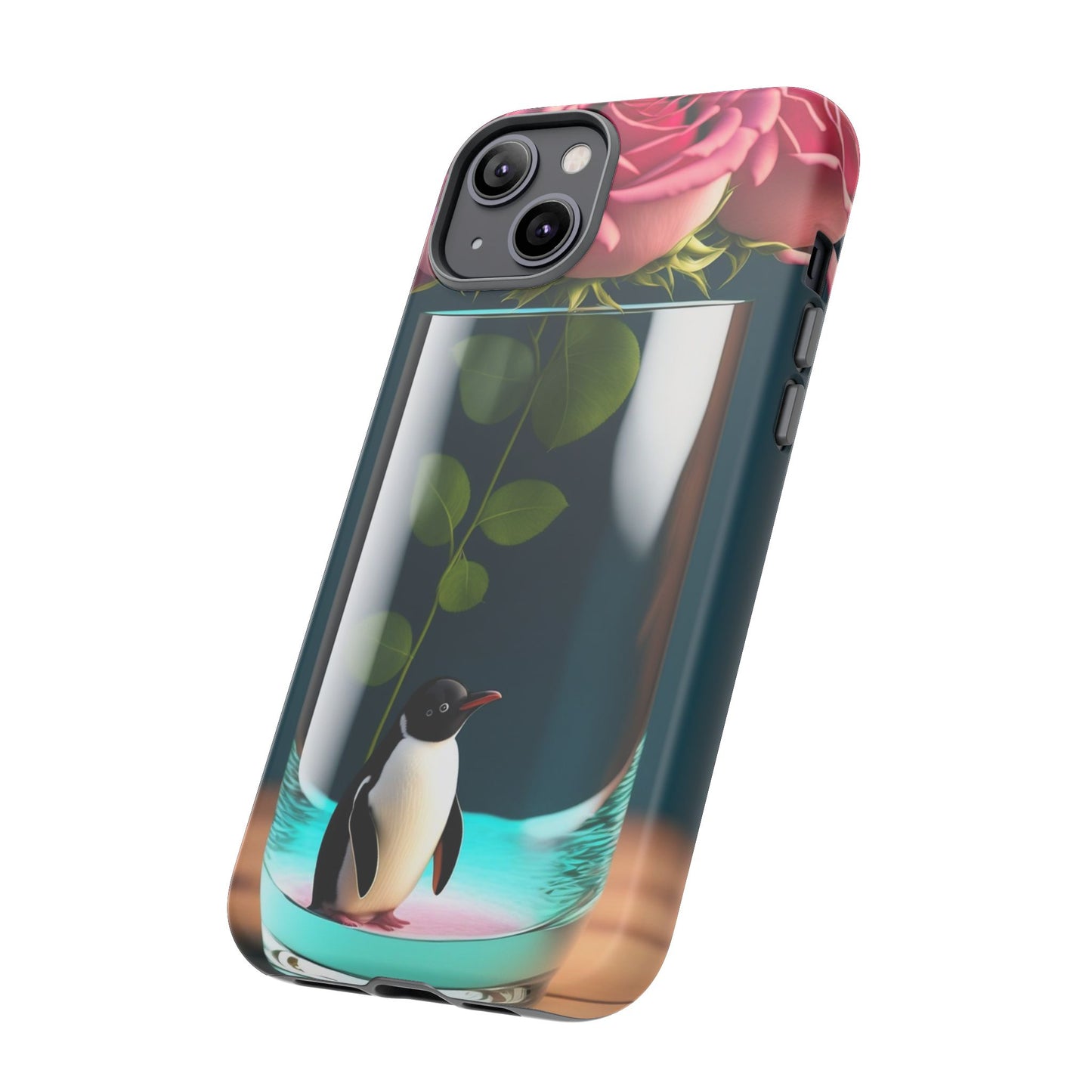 Penguin in a Glass Floral Tough Phone Case — Cute Protective Phone Cover