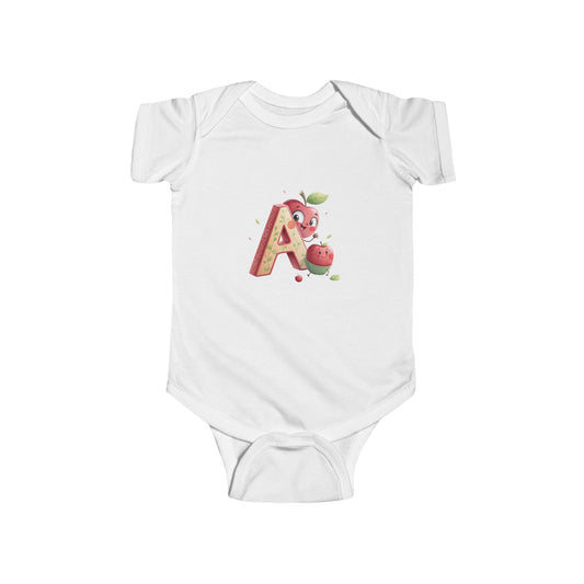 Cute Apple Design Infant Bodysuit Letter A
