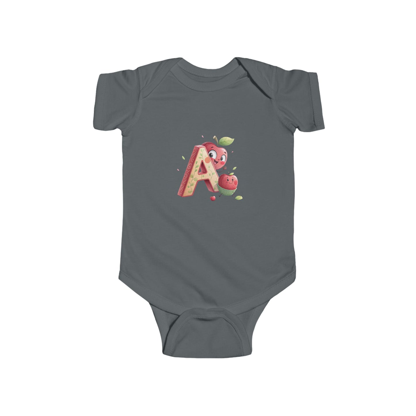 Cute Apple Design Infant Bodysuit Letter A
