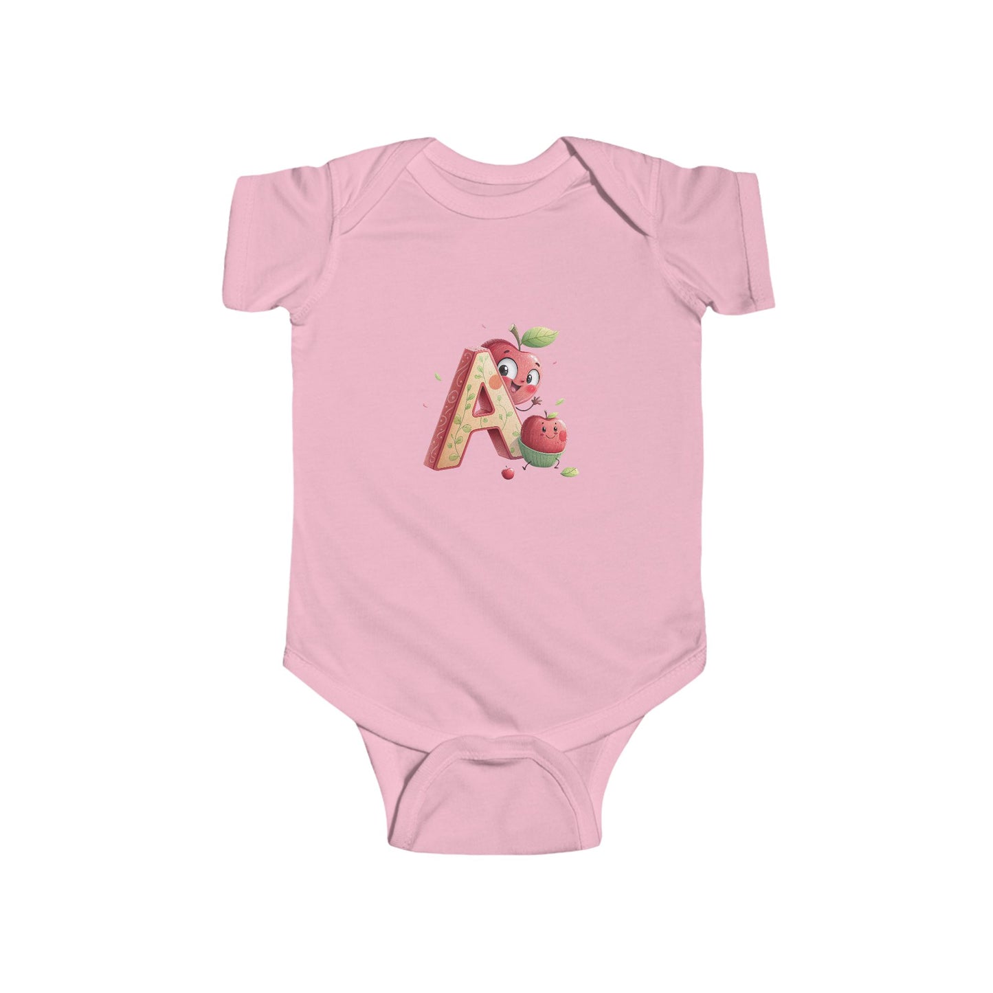 Cute Apple Design Infant Bodysuit Letter A