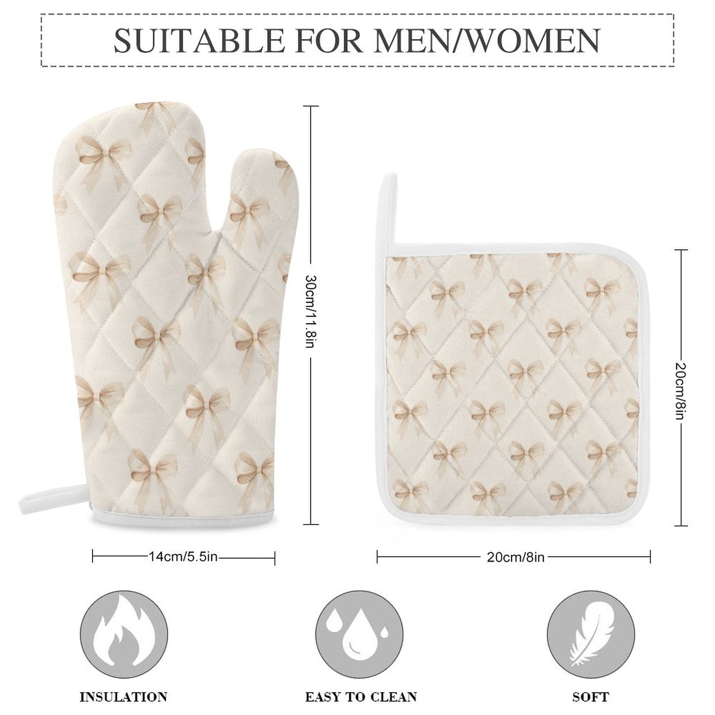 Oven Mitts & Pot Holder Set of 3 Ribbons