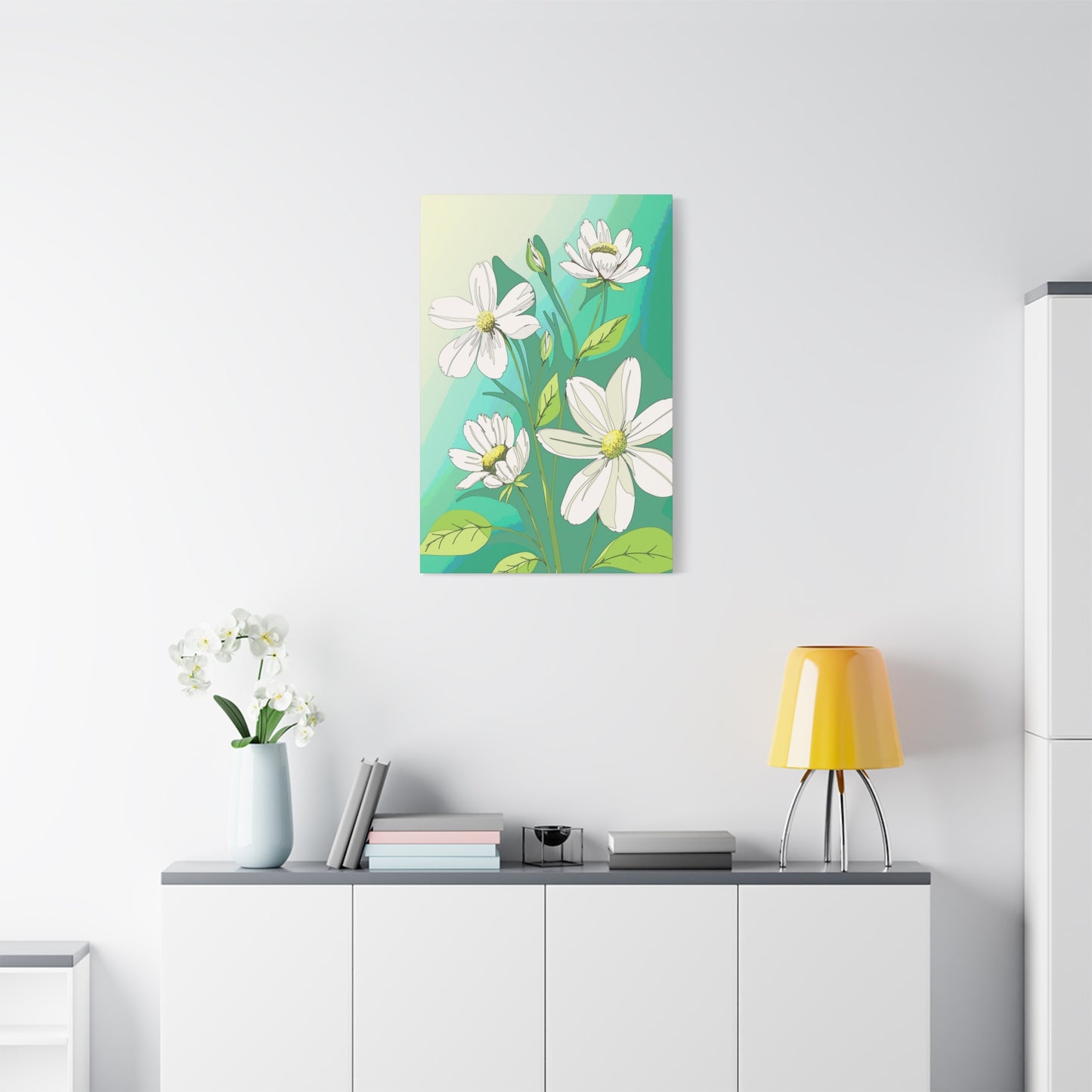 Matte Canvas, Stretched, 1.25" White Flowers