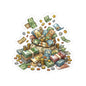 Money Pile Kiss-Cut Sticker — Cash & Coins Illustration Laptop Decal