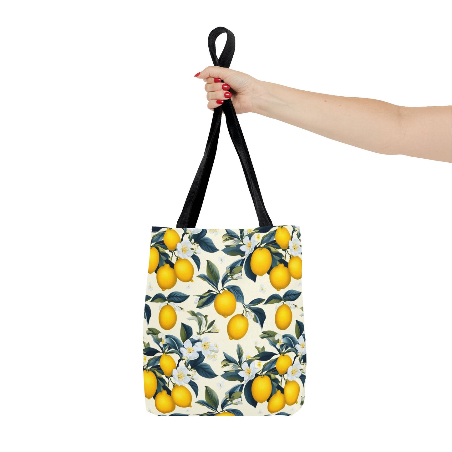 Lemon Blossom All-Over Print Tote Bag — Citrus Floral Market Bag