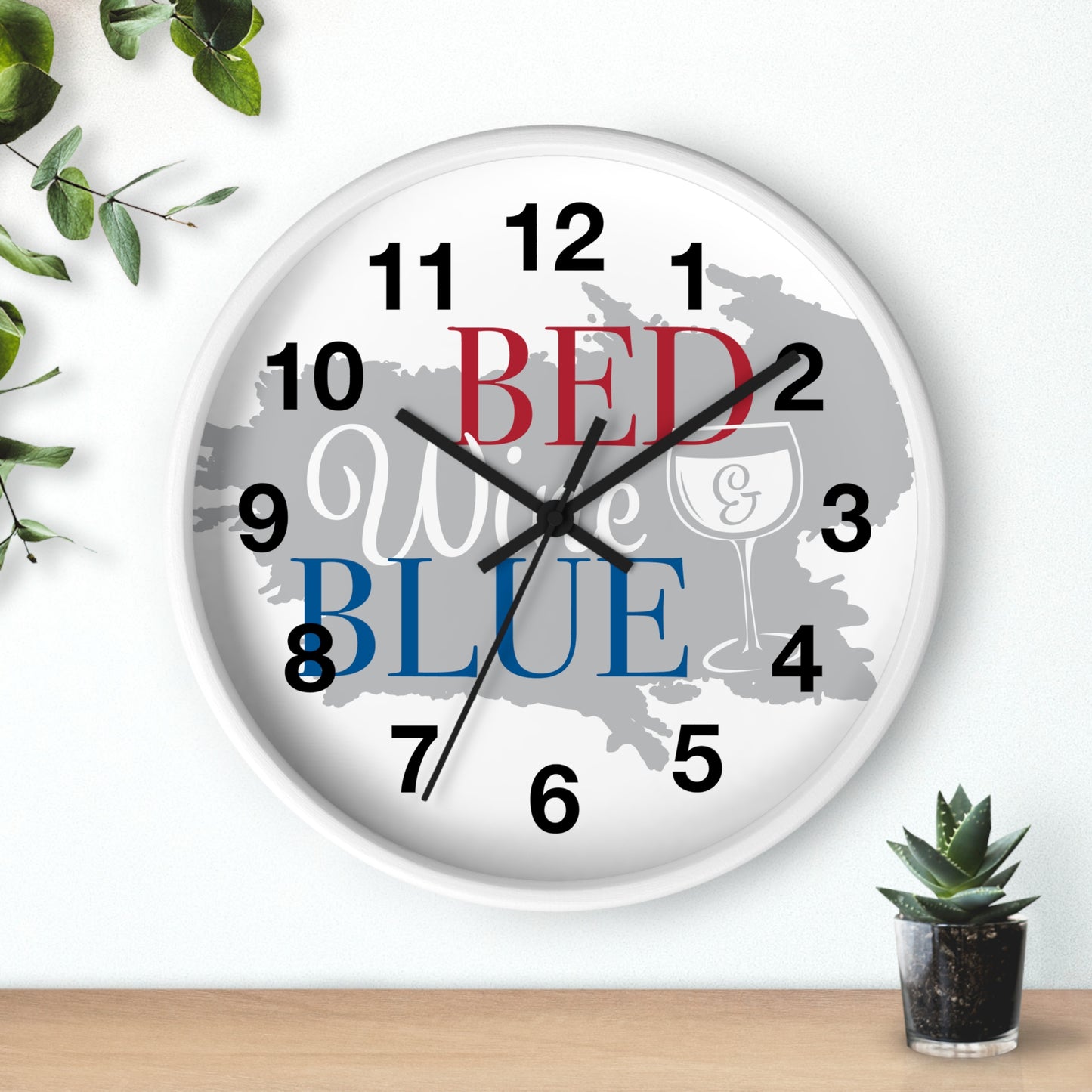 Patriotic Wall Clock - "Bed, White, and Blue" - Home Decor, Gift for Hosts, Independence Day, Americana Style, Wall Art, Kitchen Clock