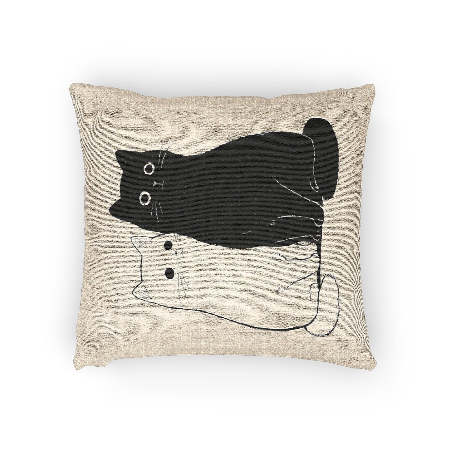 Whimsical Cat Woven Pillow, Cozy Home Decor, Cat Lover Gift, Animal Themed Cushion, Cute Cat Throw Pillow