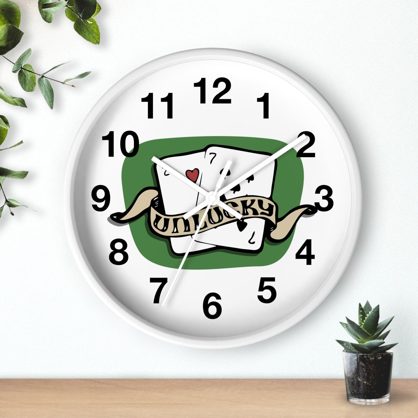 Vintage Playing Cards Wall Clock | Unlucky Tattoo Style Poker Design