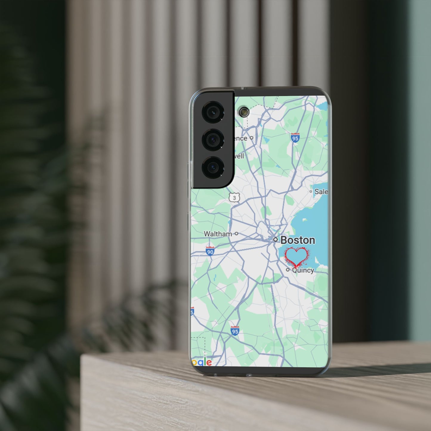 Boston Map Flexi Case for iPhone, Custom Location Phone Case, Unique Gift, Boston Heart Design, Travel Lover Accessory