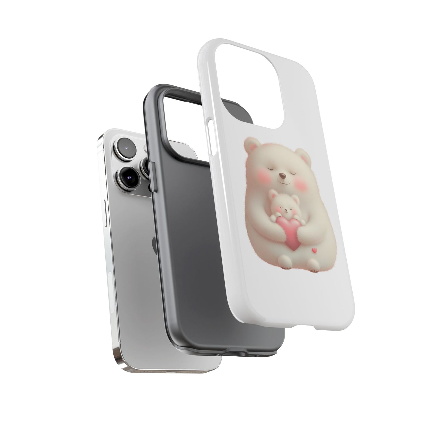 Cute Bear Phone Case, Tough Cases, Animal Lover Gift, Kids Accessories, Mother’s Day, Heartwarming Design