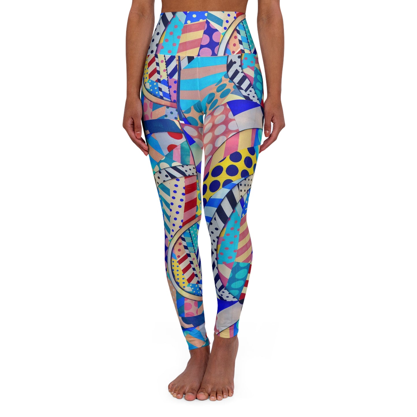 Colorful High Waisted Yoga Leggings, Stylish Fitness Pants
