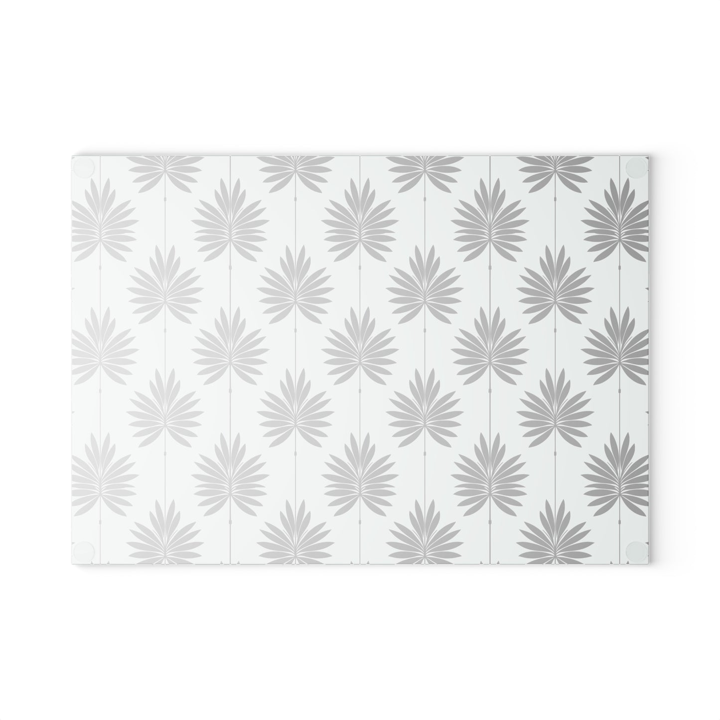 Palm Leaf Glass Cutting Board — Modern Mint Patterned Kitchen Board