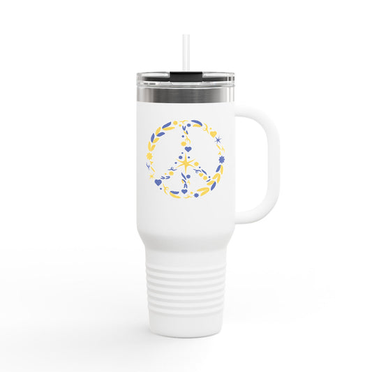 Peaceful Floral Insulated Travel Mug, 40oz | Eco-Friendly Cup for Travel, Outdoor Adventures, Gifts, Coffee Enthusiasts