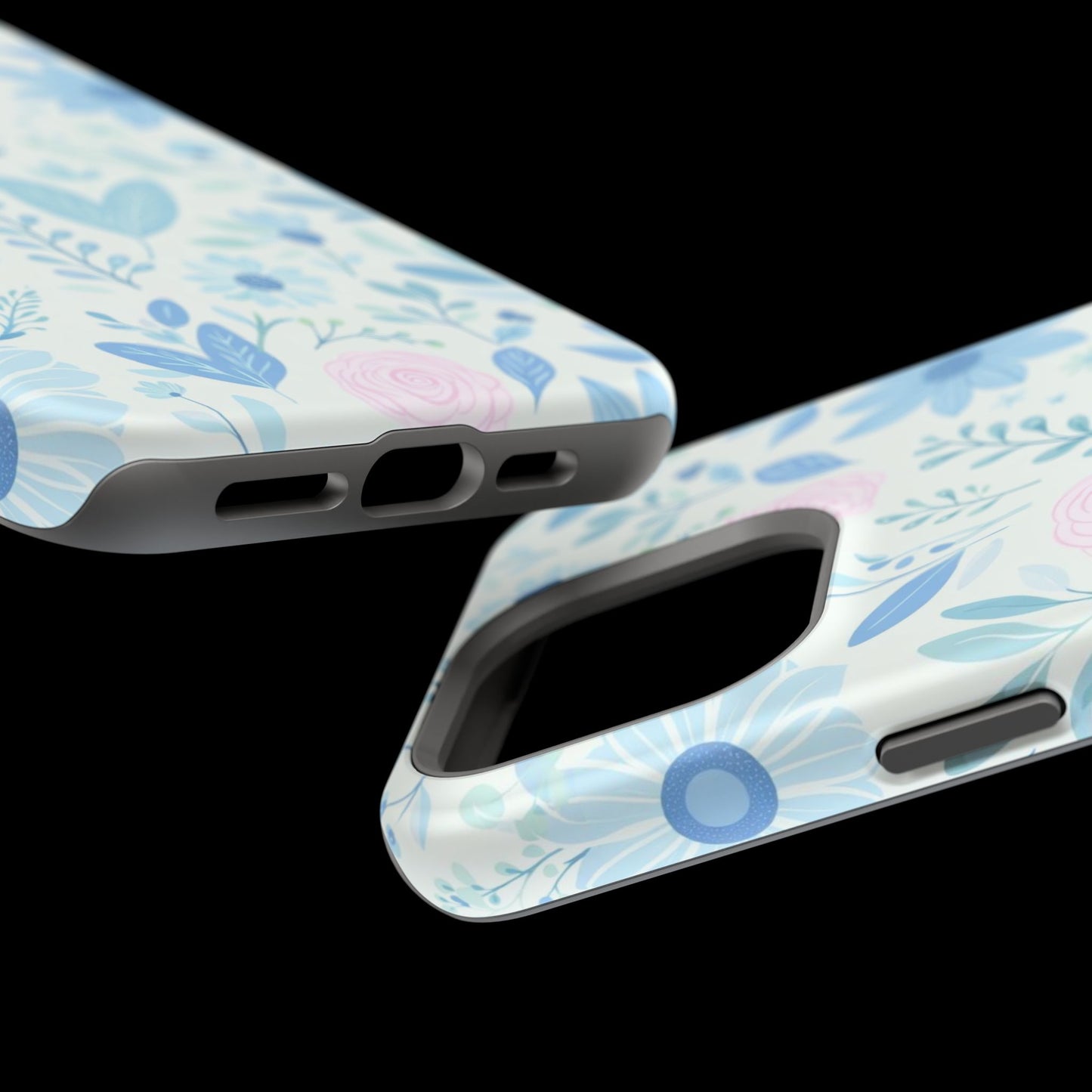 Floral Pastel Magnetic Impact Phone Case — Blue & Pink Botanical Design