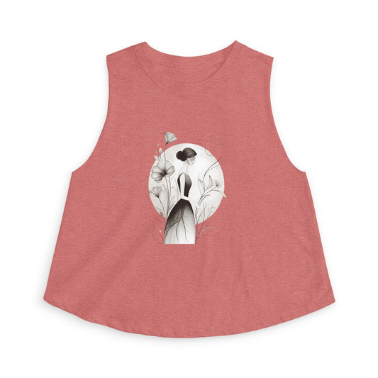 Floral Portrait Crop Top — Minimalist Botanical Art Tank